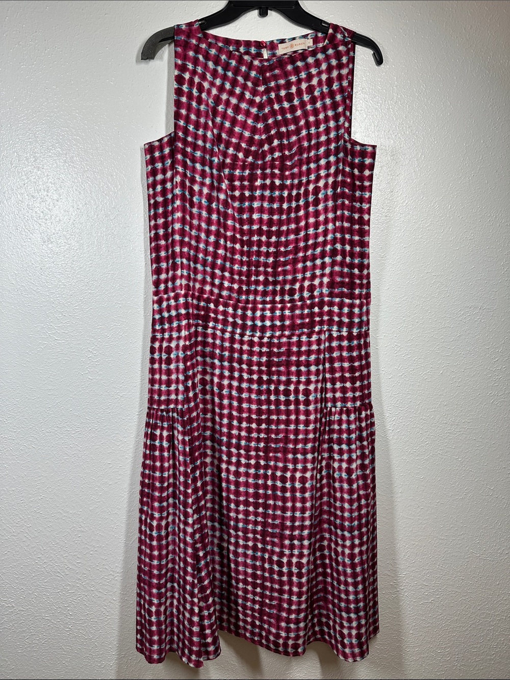 Tory Burch 100 % Silk Drop Waist Midi Sleeveless Dress